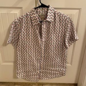 Linen J Crew button up with birds